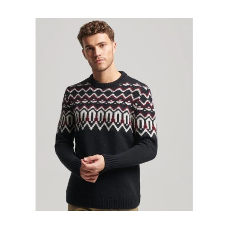 Jersey de punto con cuello redondo y grecas alpinas M6110528A