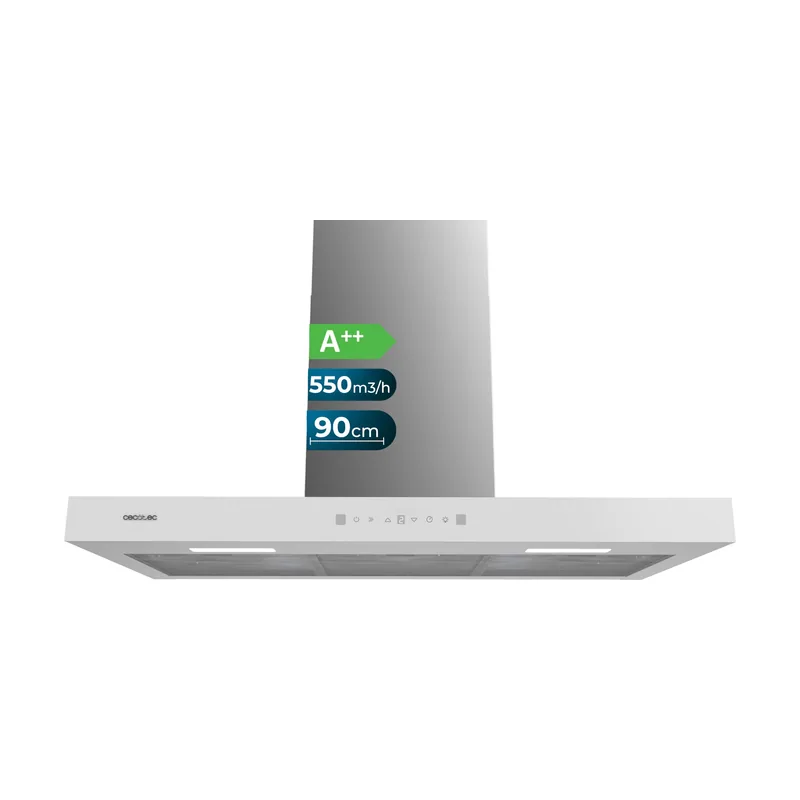 Campana Extractora 90 cm Tipo T Bolero Flux TT 905500 Glass White A++.