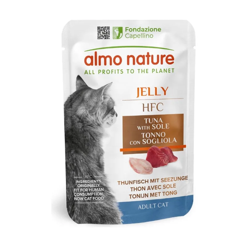 Almo Nature 55 g HFC Atún con Lenguado en Gelatina sobre
