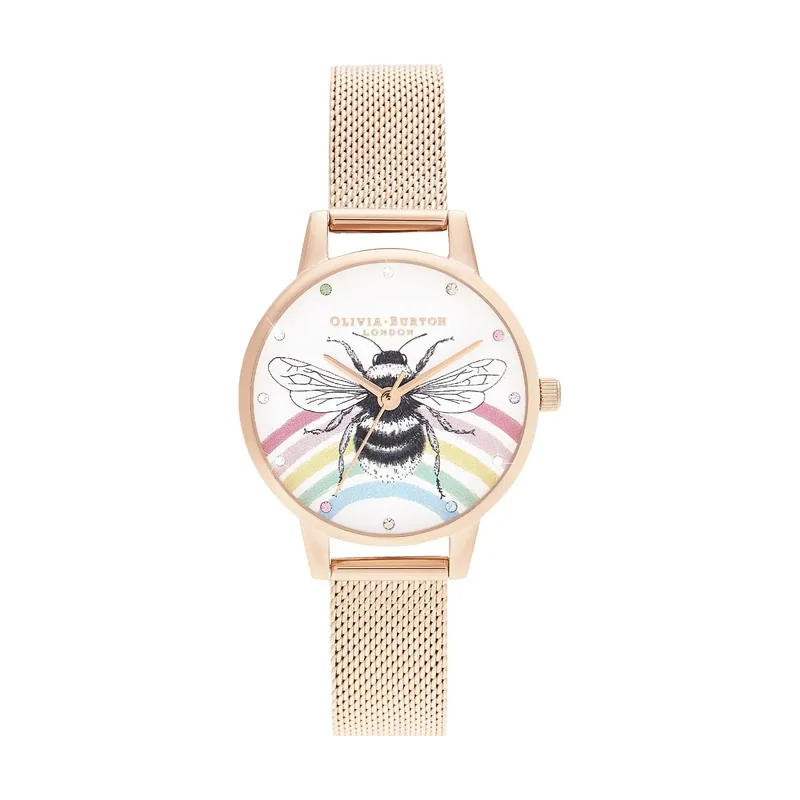 Olivia Burton Reloj Analógico de Cuarzo para Mujer con Correa de Malla