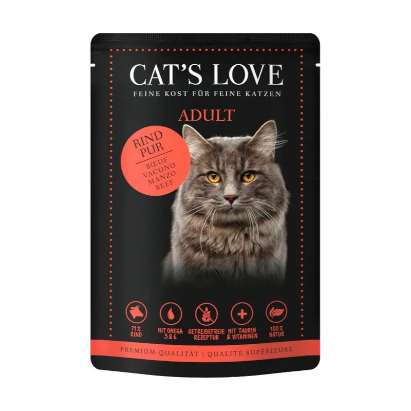 Cat's Love 85 g Adult Vacuno en Gelatina sobre