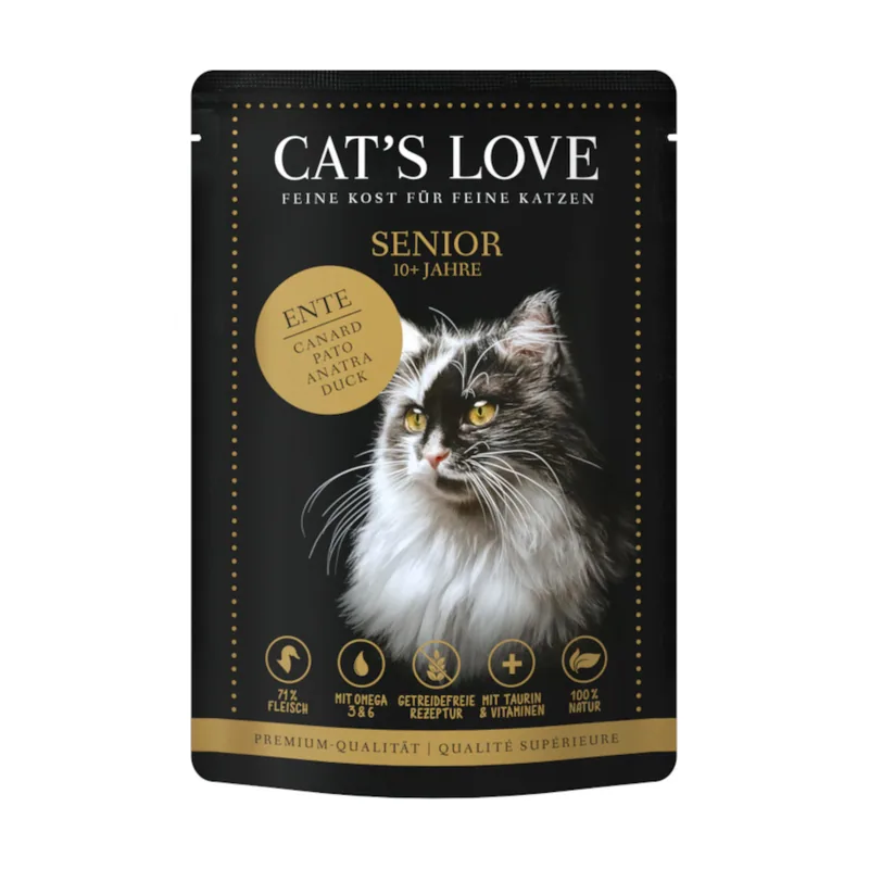 Cat's Love 85 g Senior Pato en Gelatina sobre