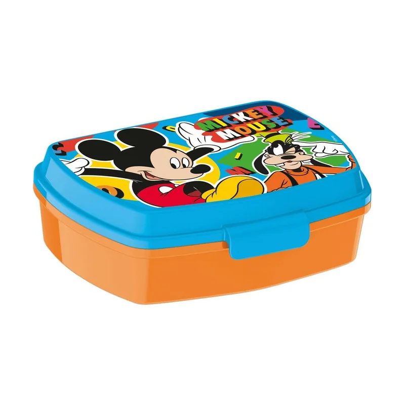 Fiambrera para sandwich mickey mouse happy smiles plástico rojo azul 17 x 5,6 x 13,3 cm