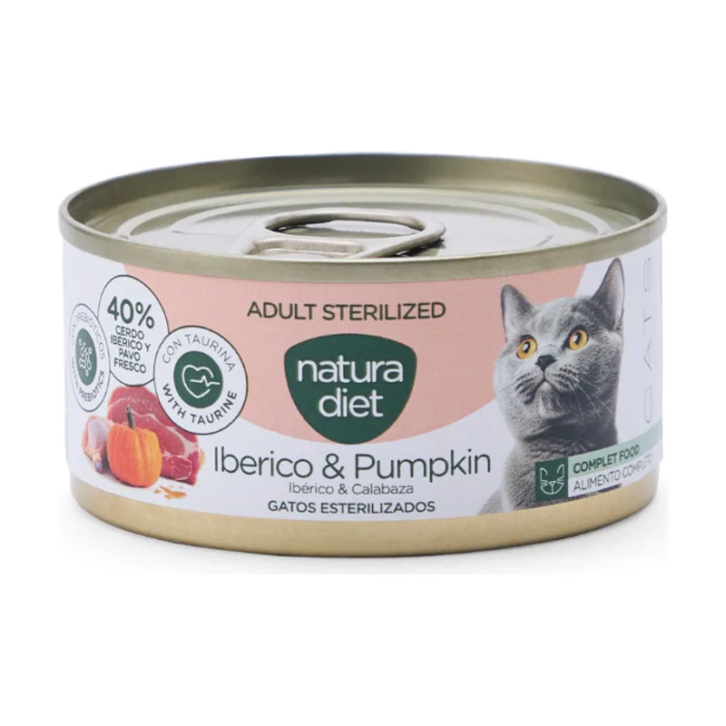 Natura Diet 85 g Adult Sterilized Ibérico & calabaza lata