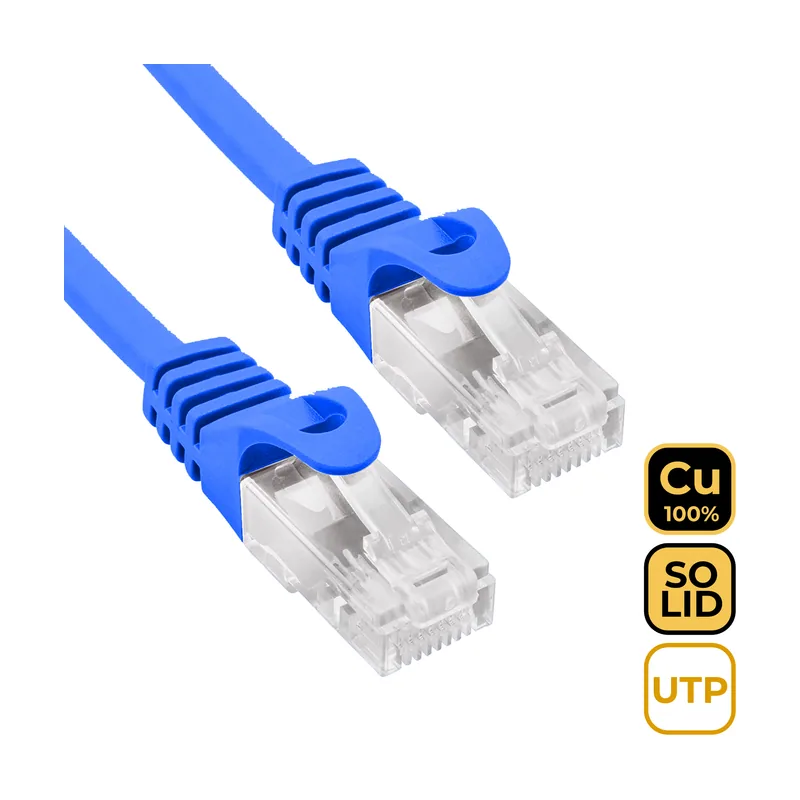 Cable de Red 100% Cu Cat.6 UTP Sólido Azul 1.5 m