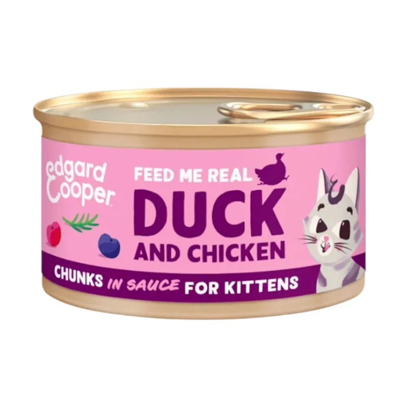 Edgard & Cooper 85 g Kitten Trocitos de Pato y Pollo en Salsa lata