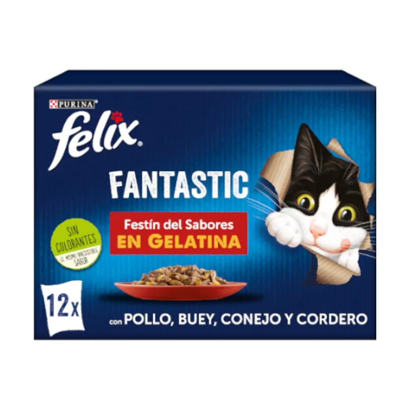 Felix 12 sobres x 85 g Fantastic Carne en Gelatina sobre