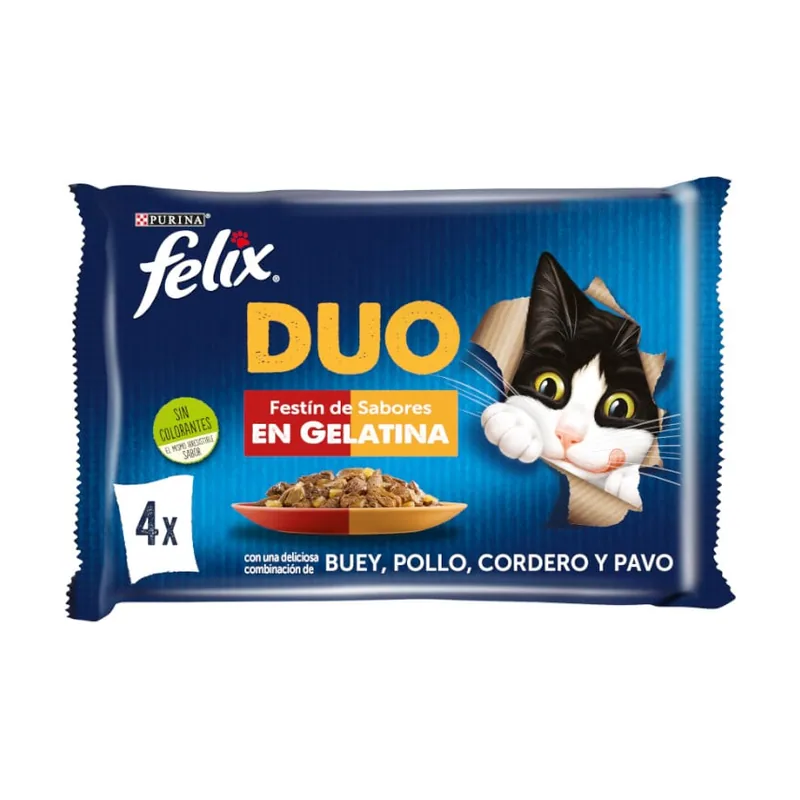 Felix 96 sobres x 85 g Fantastic Duo Carne en Gelatina sobre