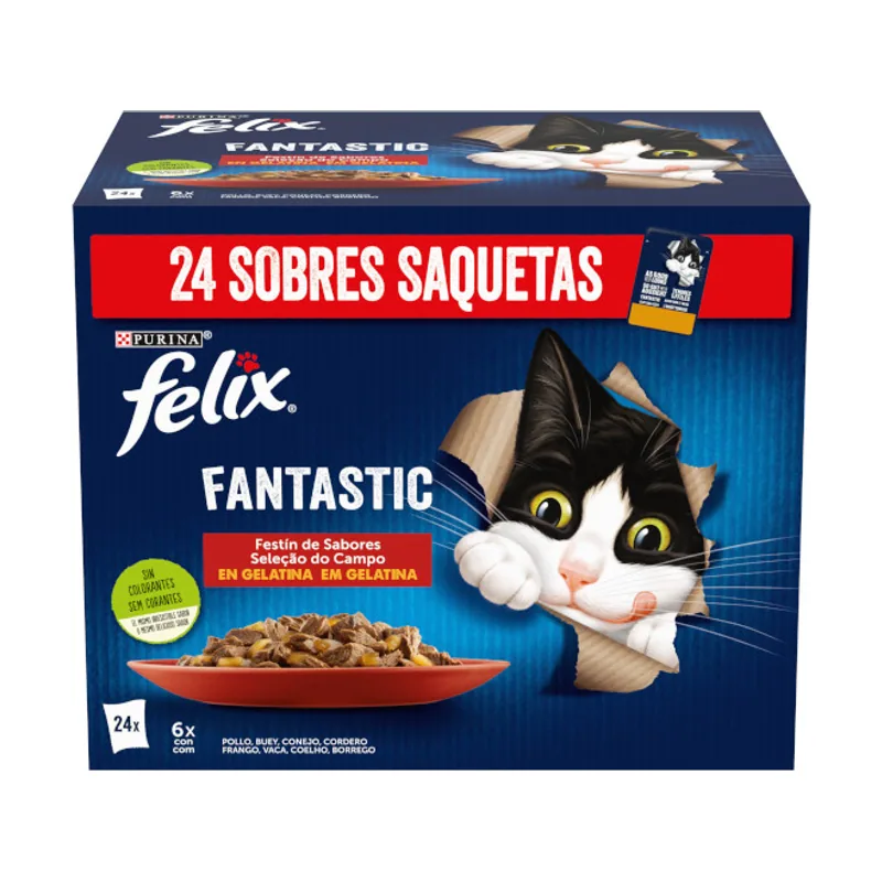 Felix 24 sobres x 85 g Fantastic Carne en Gelatina sobre