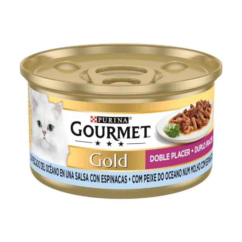 Gourmet 85 g Gold Pescado del Océano y Espinacas en salsa sobre
