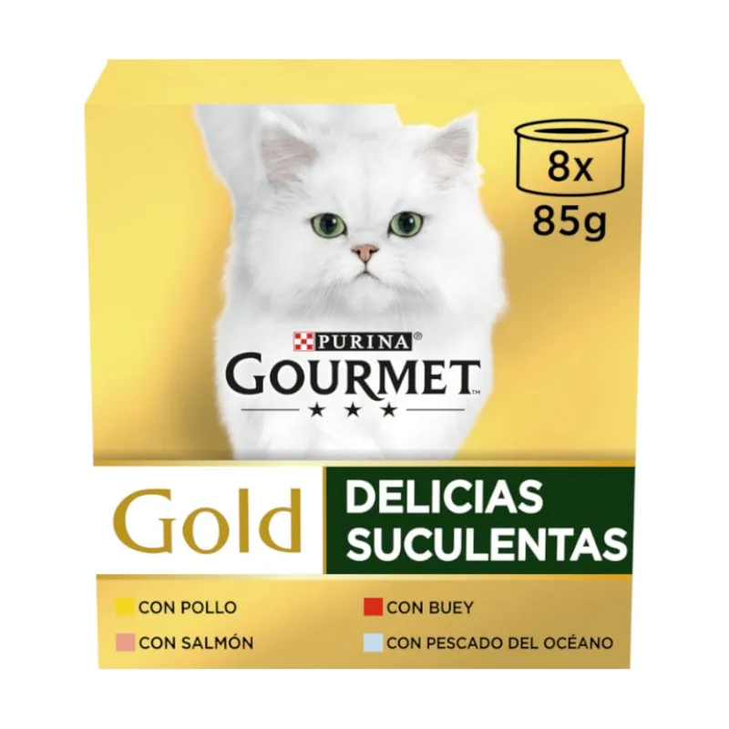 Gourmet 8 latas x 85 g Gold Delicias Suculentas Mixtas lata
