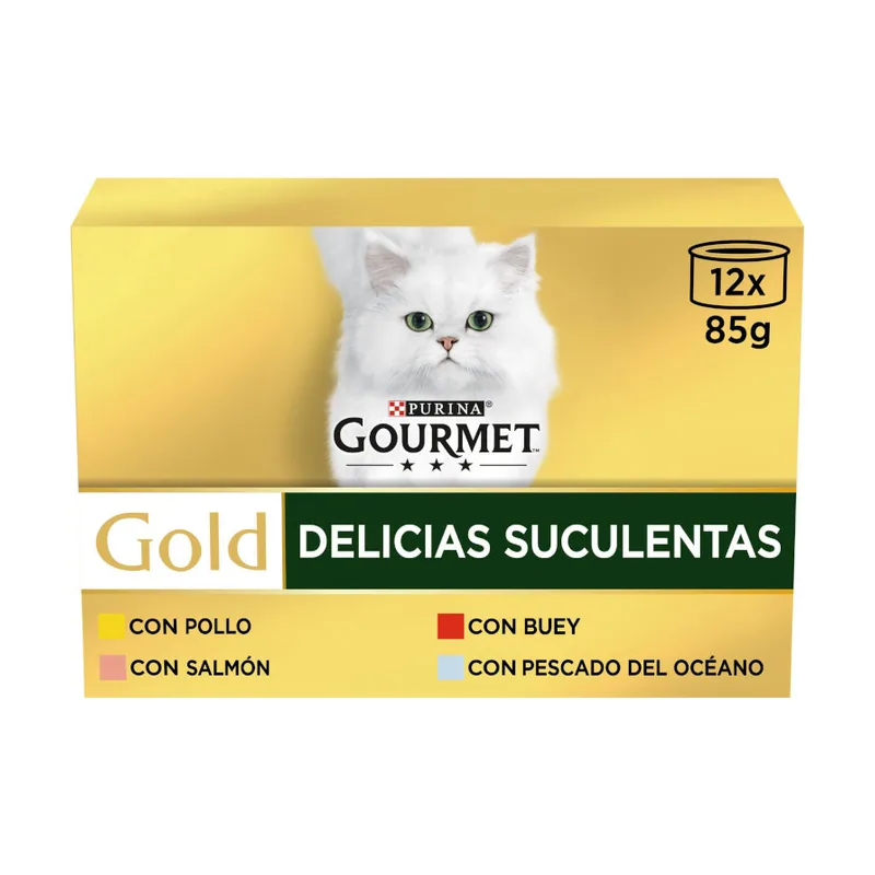 Gourmet 96 latas x 85 g Gold Delicias Suculentas Mixtas lata