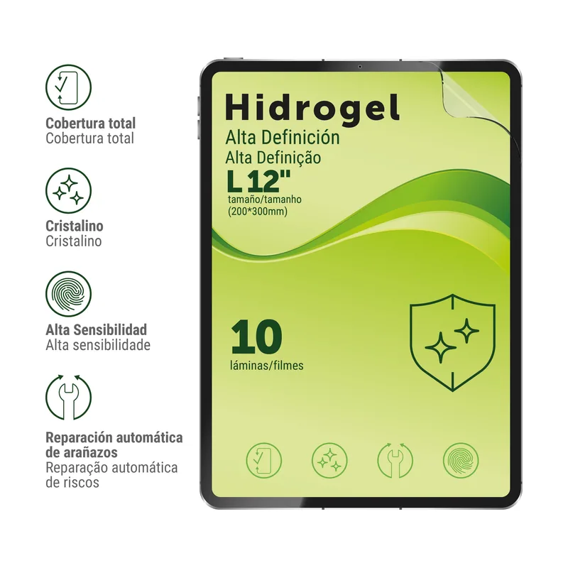 Screen láminas hydrogel Protector Pantalla Alta Definición tamaño L 12" 200 *