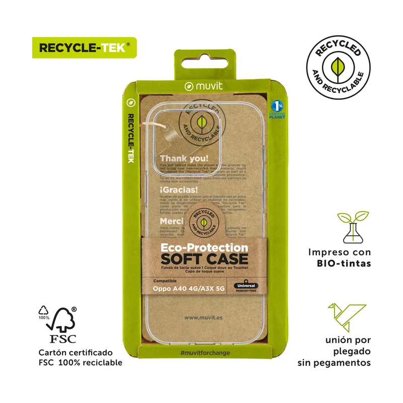 For change funda recycletek compatible con oppo a40 4g/a3x 5g