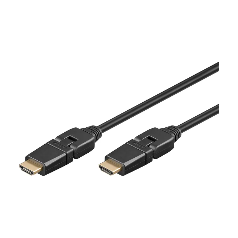 61283 Cable HDMI 360° de alta velocidad con Ethernet/Enchufe HDMI 360° tipo A/Enchufe HDMI giratorio/Resolución pantalla hasta 4K@60Hz Ultra HD