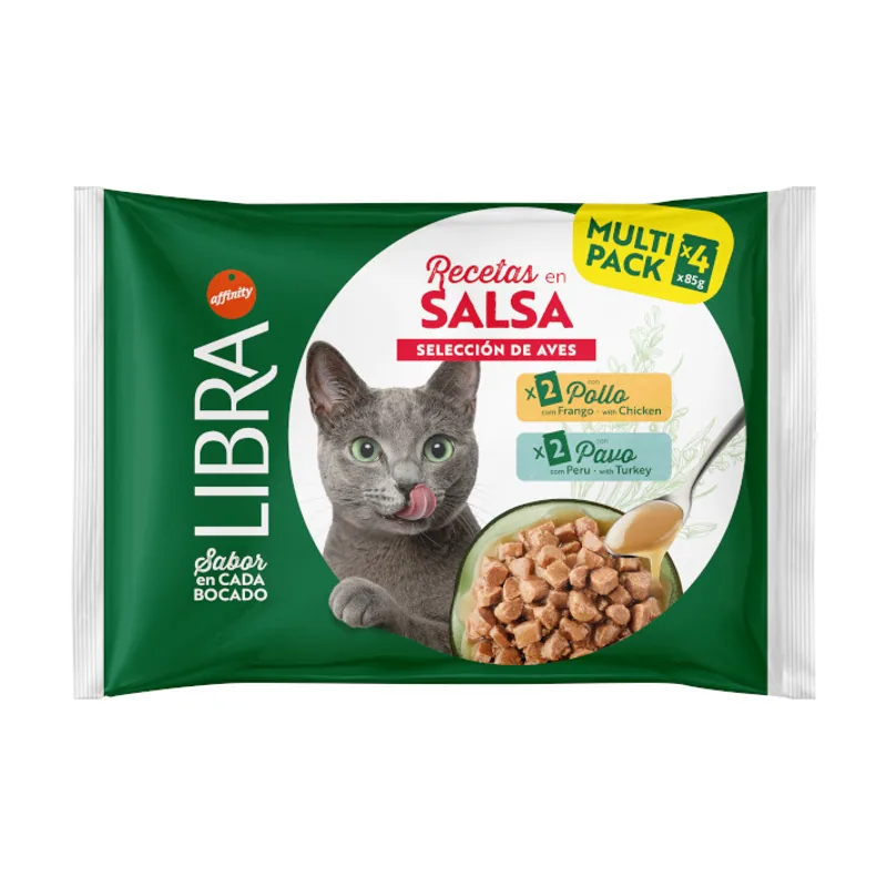 Libra 4 sobres x 85 g Pollo y Pavo Sobres en Salsa