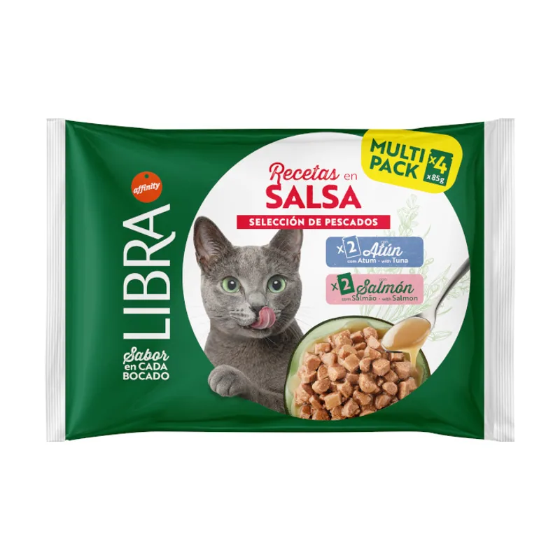 Libra 4 sobres x 85 g Salmón y Atún Sobres en Salsa