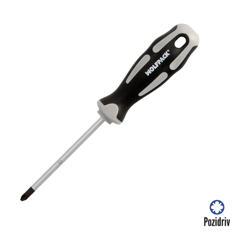 Destornillador pozidriv acero s2 mango tpr bimaterial. medida pz 2 x ø 6 x 100 mm. din5262.
