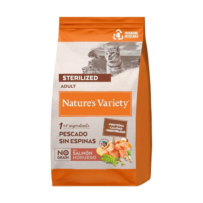 Nature's Variety 1.25 kg No Grain Adult Sterilised Salmón Noruego pienso