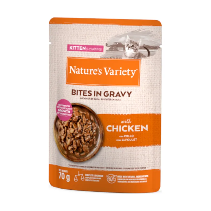 Nature's Variety 70 g Kitten Bocaditos de Pollo Sobre en Salsa