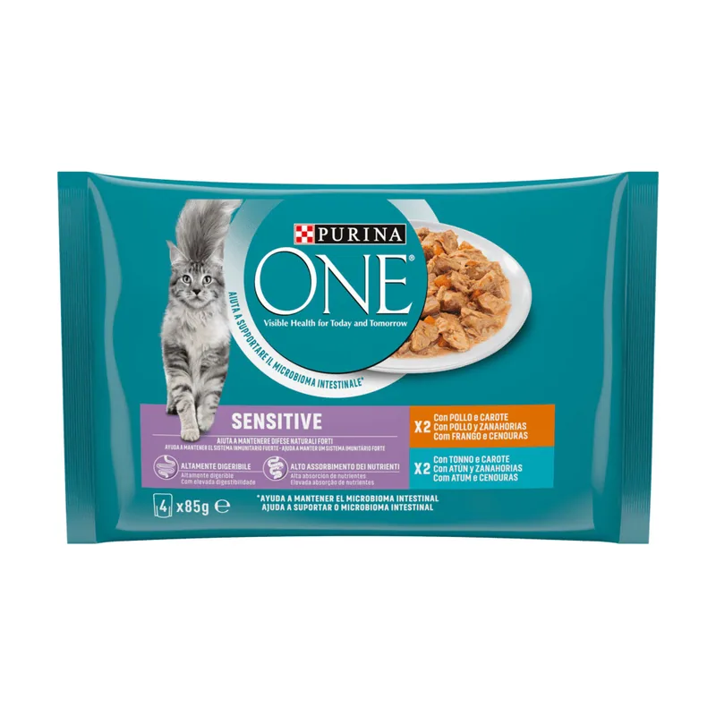 Purina 4 sobres x 85 g One Wet Sensitive Sobre en salsa