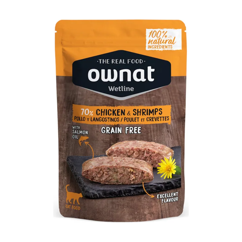 Ownat 85 g Wetline Pollo y Langostinos sobre