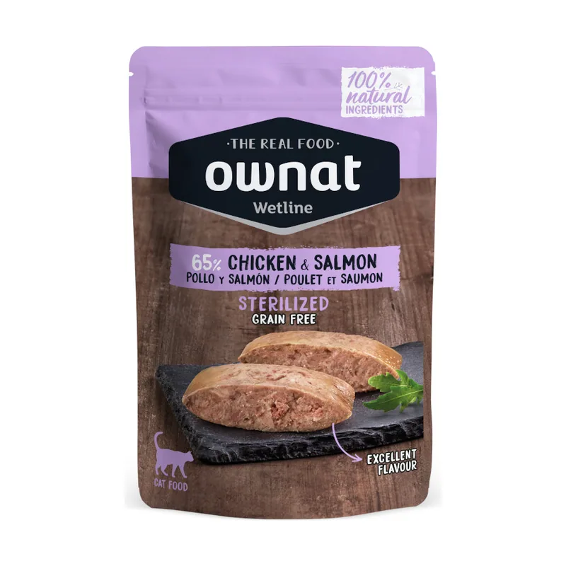 Ownat 85 g Wetline Esterilizado Pollo y Salmón sobre