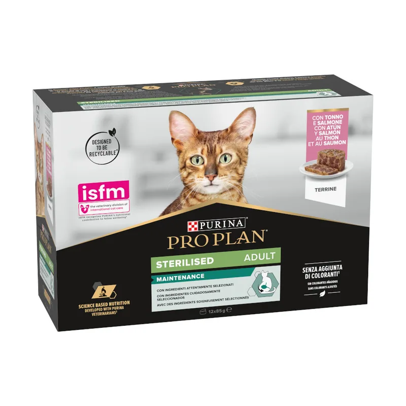 Pro Plan 12 latas x 85 g Adult Sterilised Maintenance Salmón y Atún lata