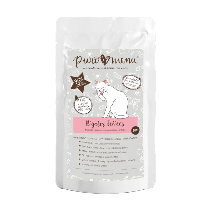 Puromenu 100 g Puro Menu Bio Bigotes Felices Vacuno sobre