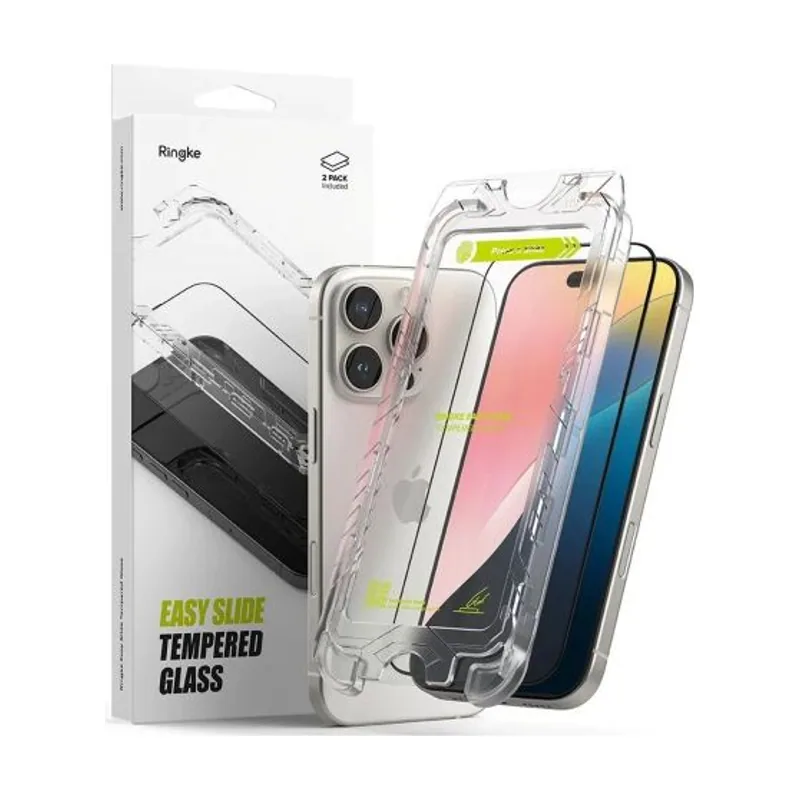 Protector de pantalla de vidrio templado fácil deslizamiento compatible con iPhone 16 Pro