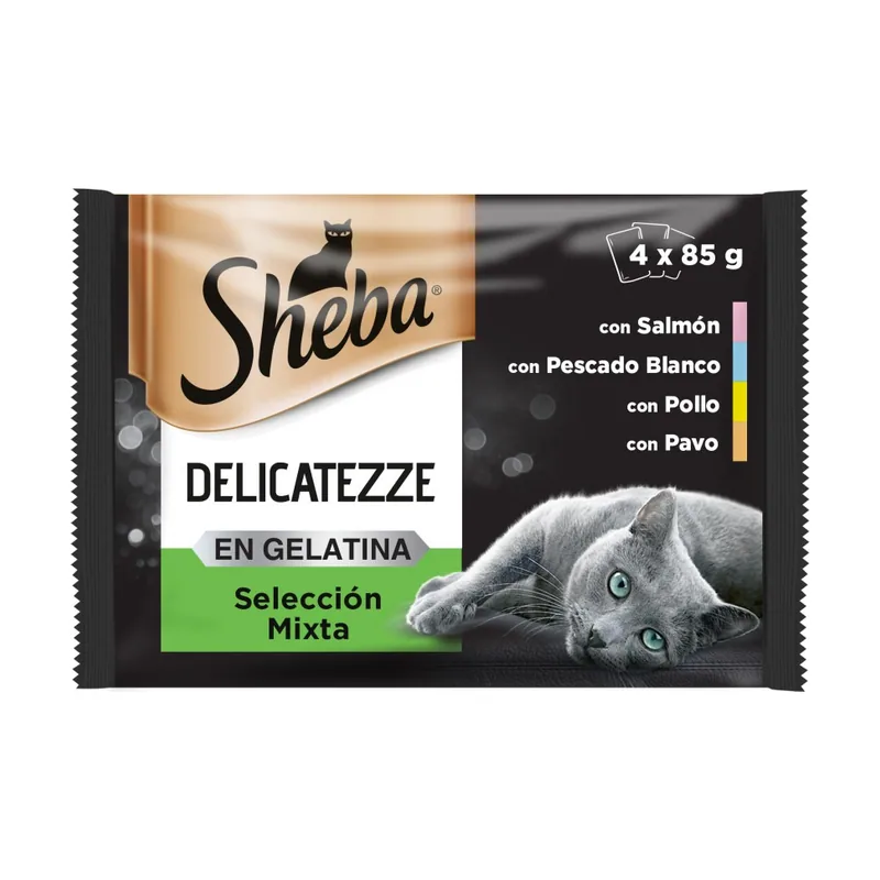 Sheba 4 sobres x 85 g Delicatezze Selección Mixta Gelatina en Bolsita