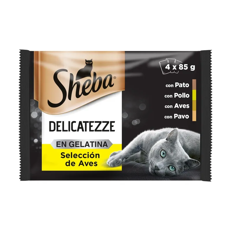 Sheba 4 sobres x 85 g Delicatezze Aves Gelatina en Bolsita