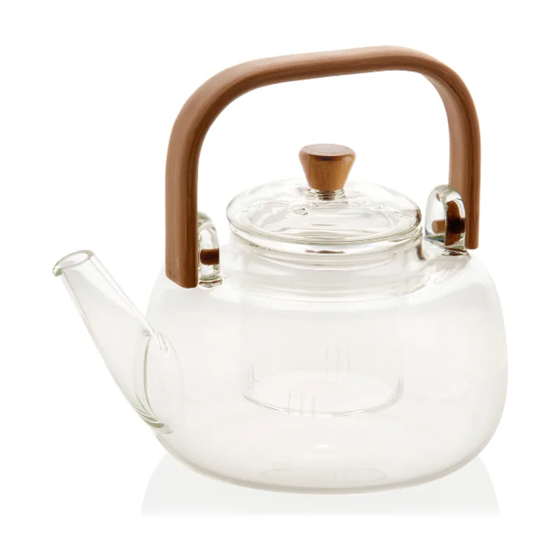 Tetera de Vidrio con asa de bambú y Filtro