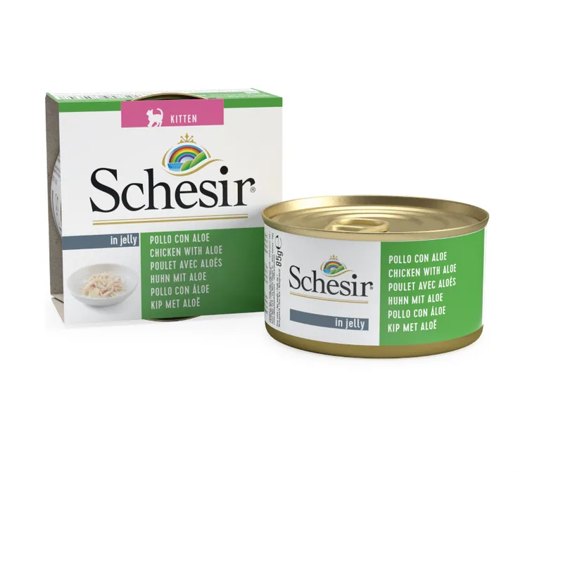 Schesir 85 g Kitten pollo con aloe latas