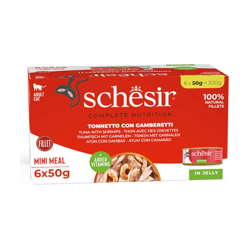 Schesir 6 latas x 50 g Nature Atún y Gambas en Gelatina lata