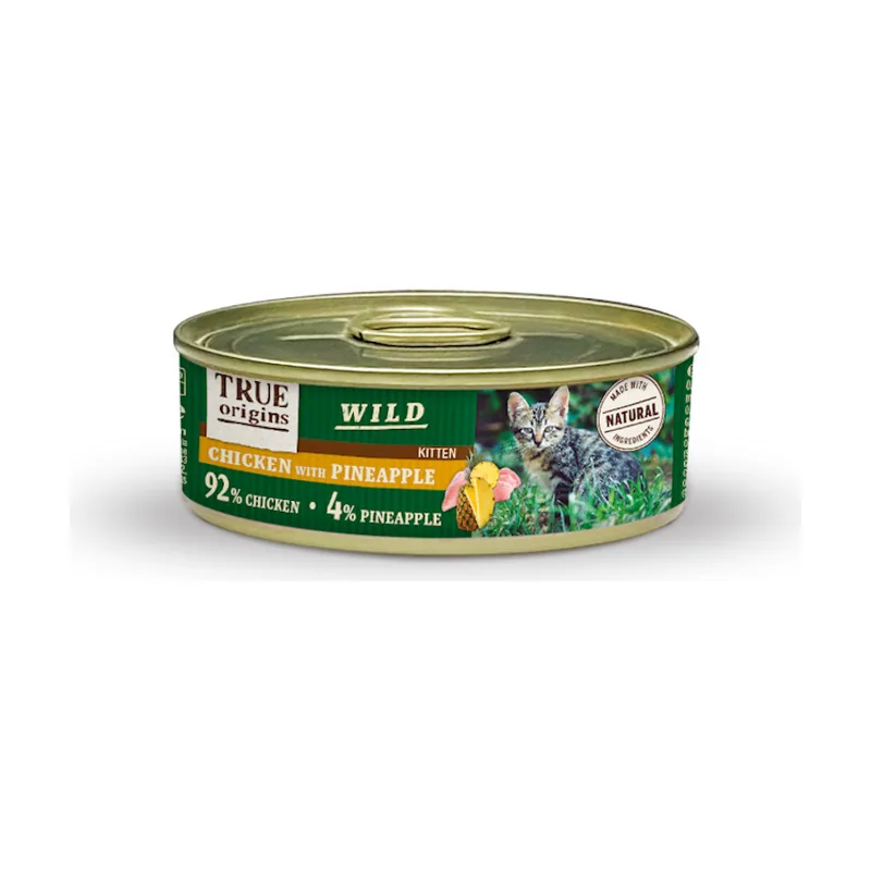 True Origins 85 g Wild Kitten Pollo y Piña lata