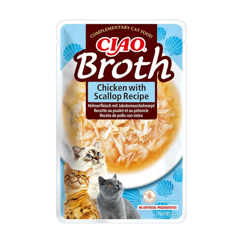 Churu 40 g Broth Sopa de Pollo con Vieiras sobre