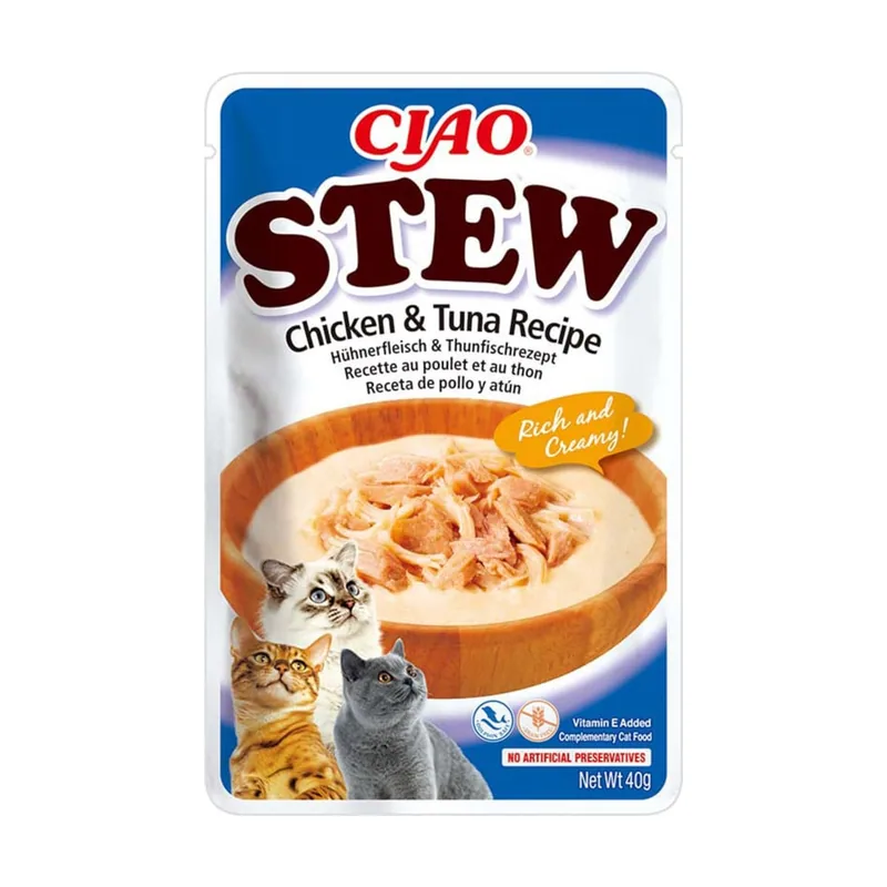Churu 40 g Stew Estofado de Pollo y Atún sobre