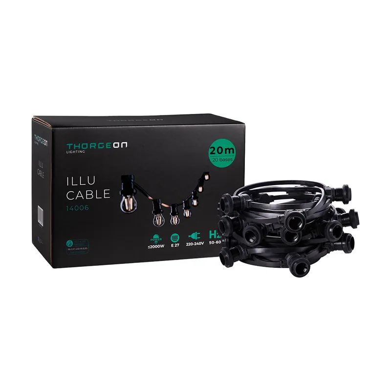 Guirnalda portalámparas Negro 2000 W 20 m 20
