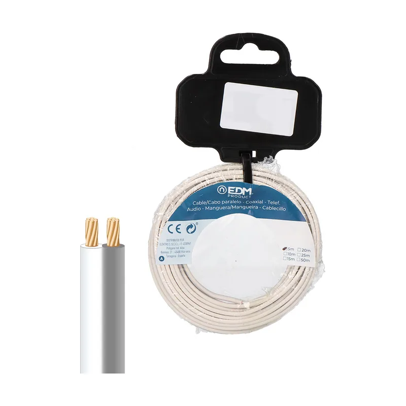 Cable Paralelo 28746 Blanco/Gris 2 x 0,75 mm 20 m Carrete Audio