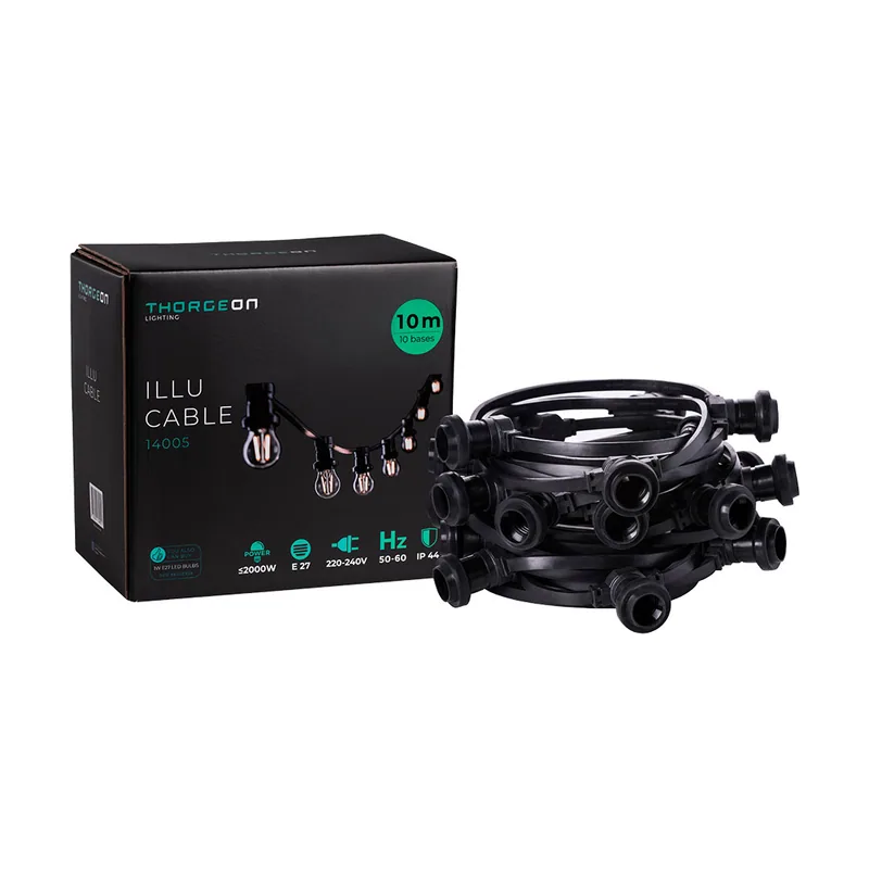 Thorgeon Guirnalda portalámparas Negro 2000 W 10 m 10