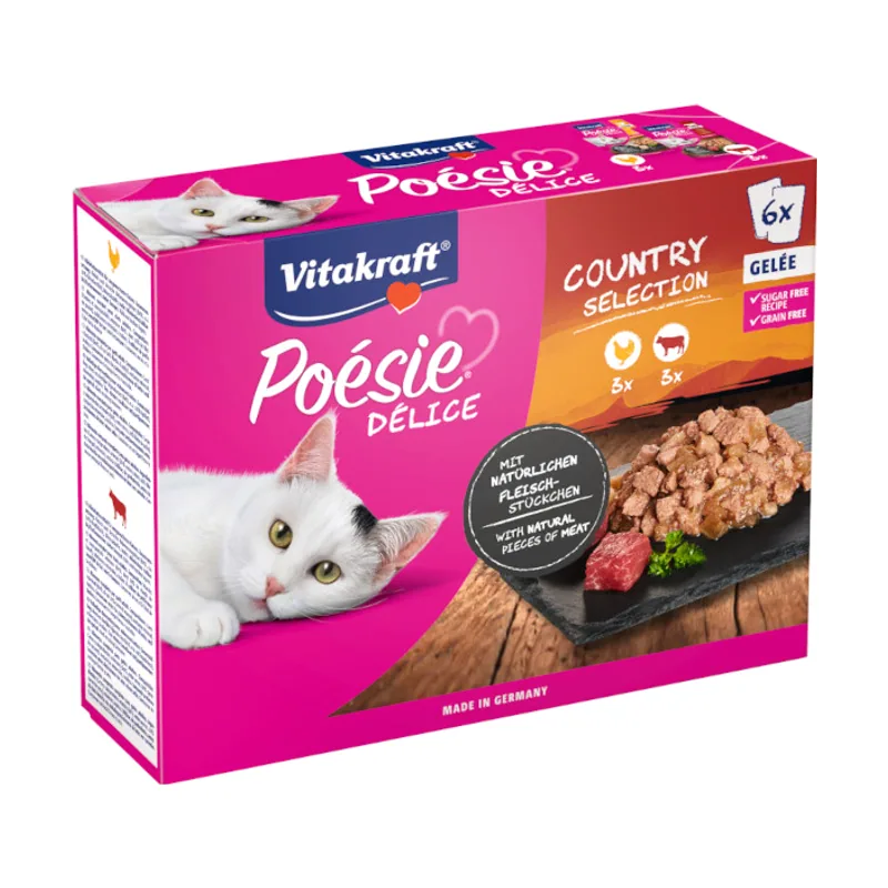 Vitakraft 6 sobres x 85 g Poésie Delice plus Pollo y Ternera Sobre en Salsa
