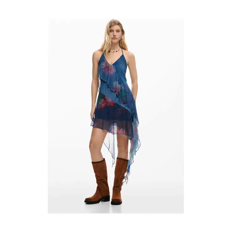 Desigual Vestido volantes pixelado