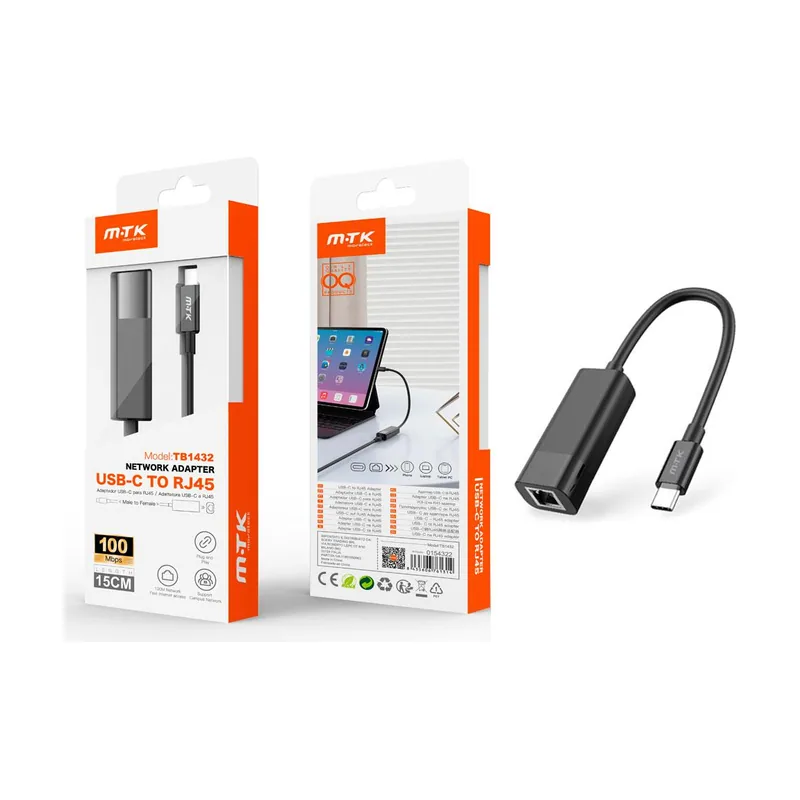 Adaptador conversor type-c a ethernet 10/100mb