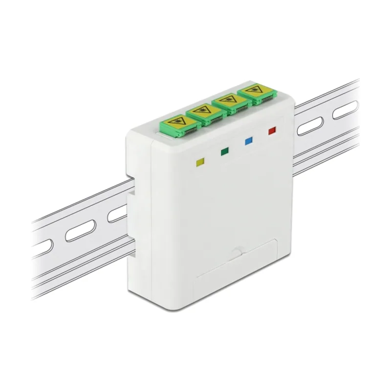 Caja de conexión de fibra óptica para carril DIN 4 x SC Simplex o LC Duplex