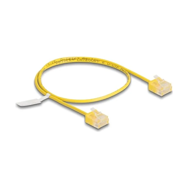 Cable de red RJ45 Cat.6 UTP Ultra Slim 0,5 m amarillo con enchufes cortos