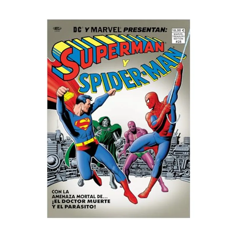 Superman y spiderman. portada de brian bolland dc-marvel treasury edition.