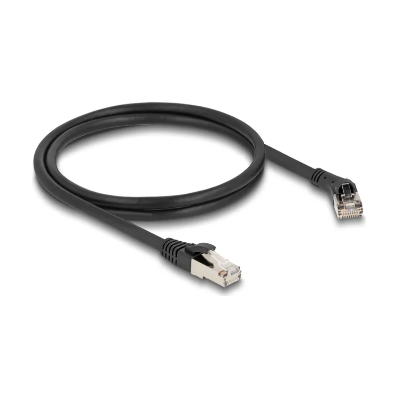 Cable de red RJ45 Cat.8.1 S/FTP macho 45° en ángulo recto a macho recto hasta 40 Gbps 1 m