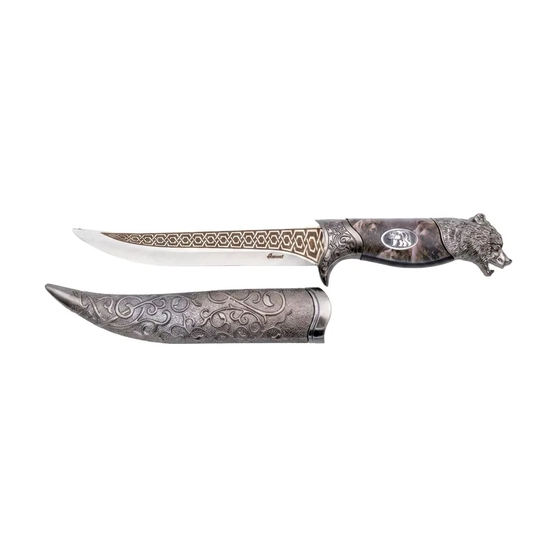 Daga Decorativa S0524S Oso 31,5 cm con Hoja de Acero Grabada 16,5 cm