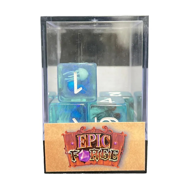Lote de 5 dados d6 de resina gama insert en caja medusa